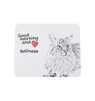 Balinese left - mouse pad with print, personalized cat pad, unique gadget for an office worker from the Art-Dog brand