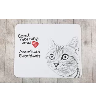 Américain à poil court - tapis de souris imprimé, tapis de souris personnalisé avec un chat, un gadget unique pour un employé de bureau de la marque Art-Dog