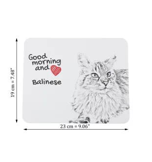 Balinese left - mouse pad with print, personalized cat pad, unique gadget for an office worker from the Art-Dog brand