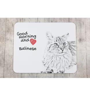 Balinese left - mouse pad with print, personalized cat pad, unique gadget for an office worker from the Art-Dog brand