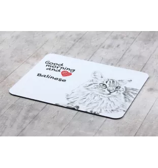 Balinese left - mouse pad with print, personalized cat pad, unique gadget for an office worker from the Art-Dog brand