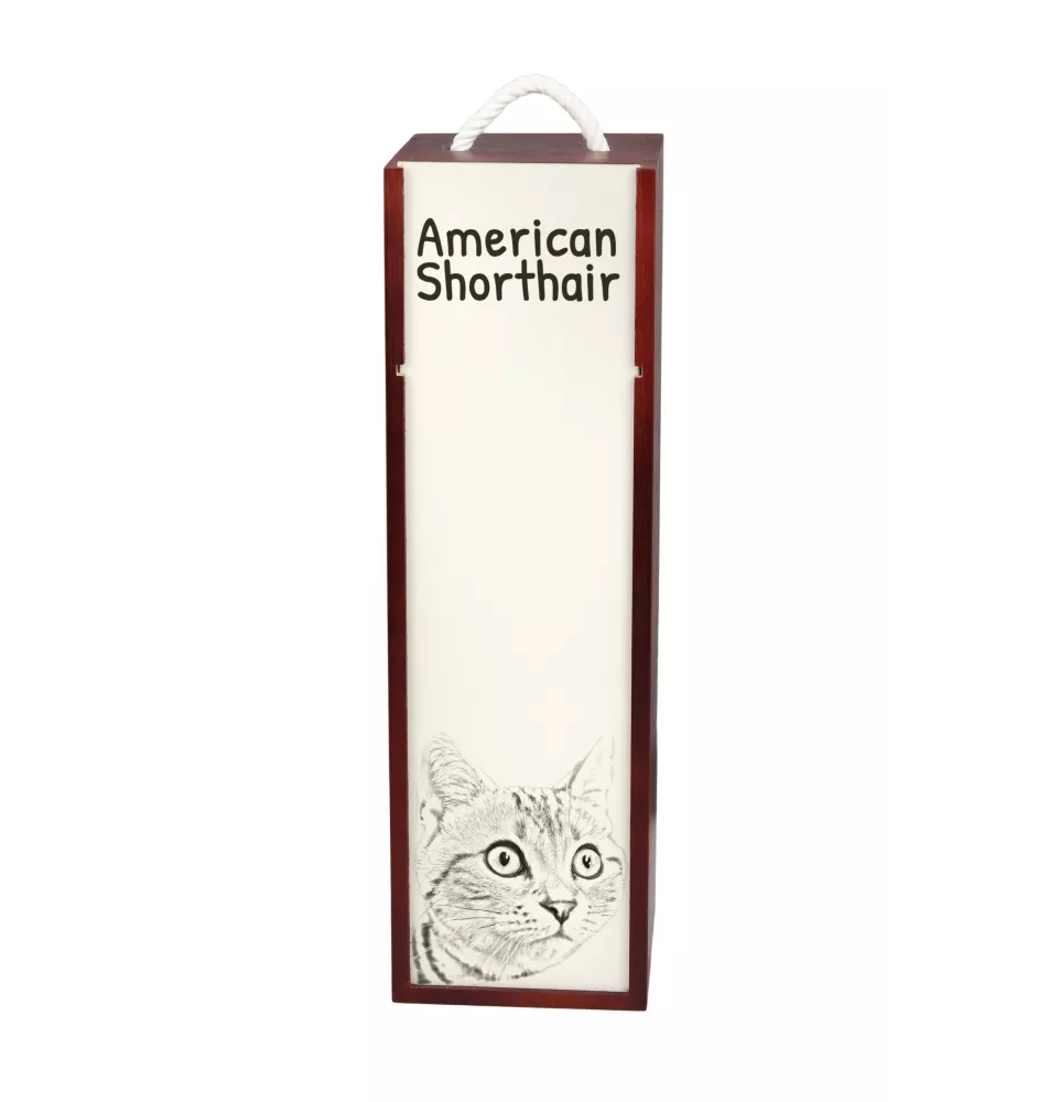 Amerikanisch Kurzhaar - Weinbox mit Katze, Alkoholbox mit Grafik, personalisierte Geschenkbox der Marke Art-Dog