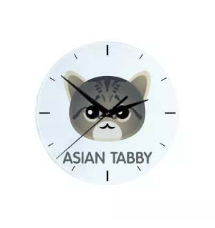 Asiatische Tabby - MDF-Uhr mit Grafik und Logo der Marke Art-Dog
