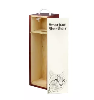 American Shorthair - wine box with a cat, alcohol box with graphics, personalized gift box from the Art-Dog brand