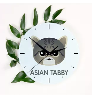 Asiatische Tabby - MDF-Uhr mit Grafik und Logo der Marke Art-Dog