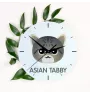 Asian Tabby - MDF clock with graphics and the Art-Dog brand name