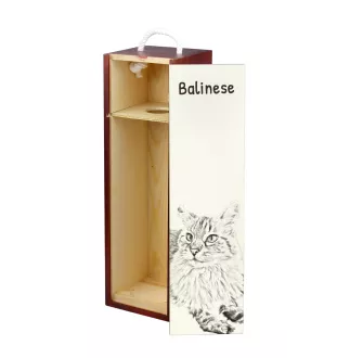 Balinais gauche - boîte à vin avec un chat, boîte à alcool avec une illustration, boîte personnalisée pour cadeau de la marque Art-Dog