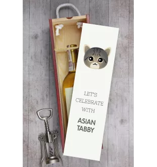 Asiatische Tabby - Weinkiste mit Grafik und Aufschrift der Marke Art-Dog