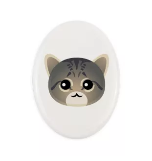 Asian Tabby - ceramic tombstone plaque with graphics and inscription by Art-Dog brand