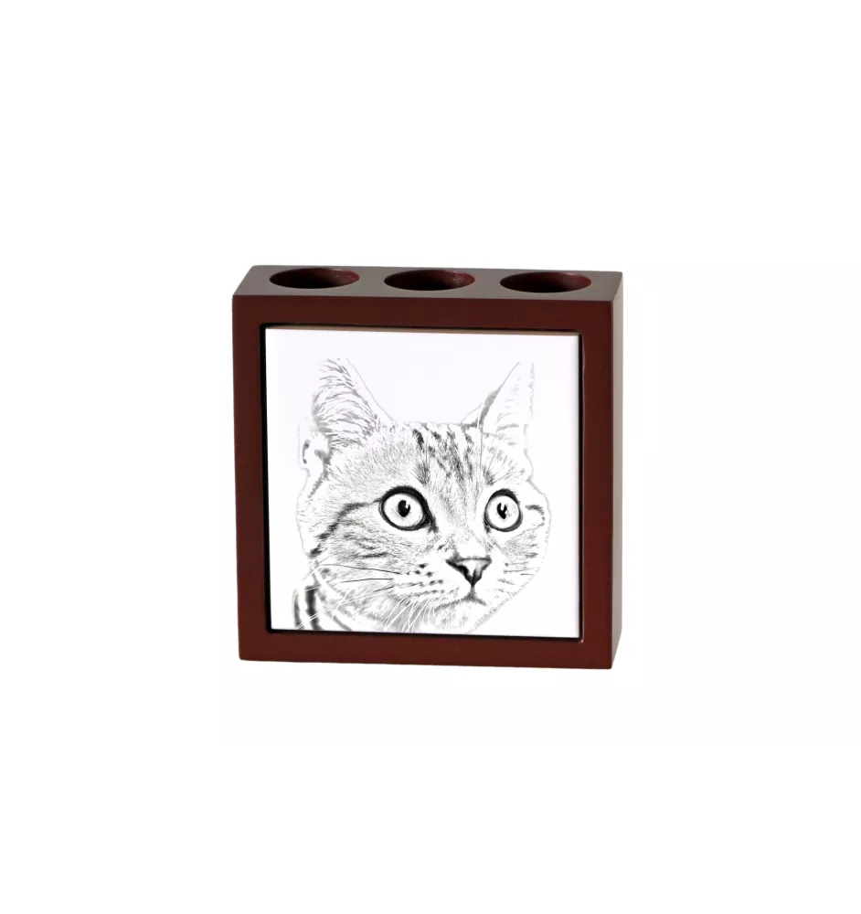 Américain à poil court - porte-stylo avec un chat, organiseur de bureau avec impression, décoration de bureau personnalisée de la marque Art-Dog