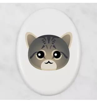 Tabby asiatique - une plaque funéraire en céramique avec une illustration et un texte de la marque Art-Dog