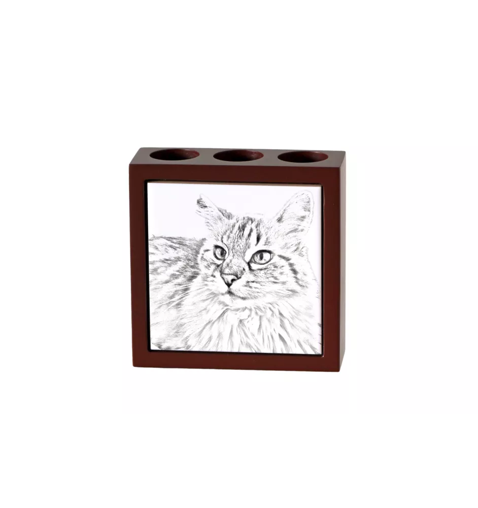 Balinais gauche - porte-stylo avec un chat, organiseur de bureau avec impression, décoration de bureau personnalisée de la marque Art-Dog