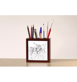 Balinese links - Stifthalter mit Katze, Schreibtischorganizer mit Aufdruck, personalisierte Schreibtischdekoration von der Marke Art-Dog