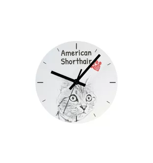 Américain à poil court - horloge murale avec un chat, horloge de table avec impression, décoration personnalisée de la maison de la marque Art-Dog
