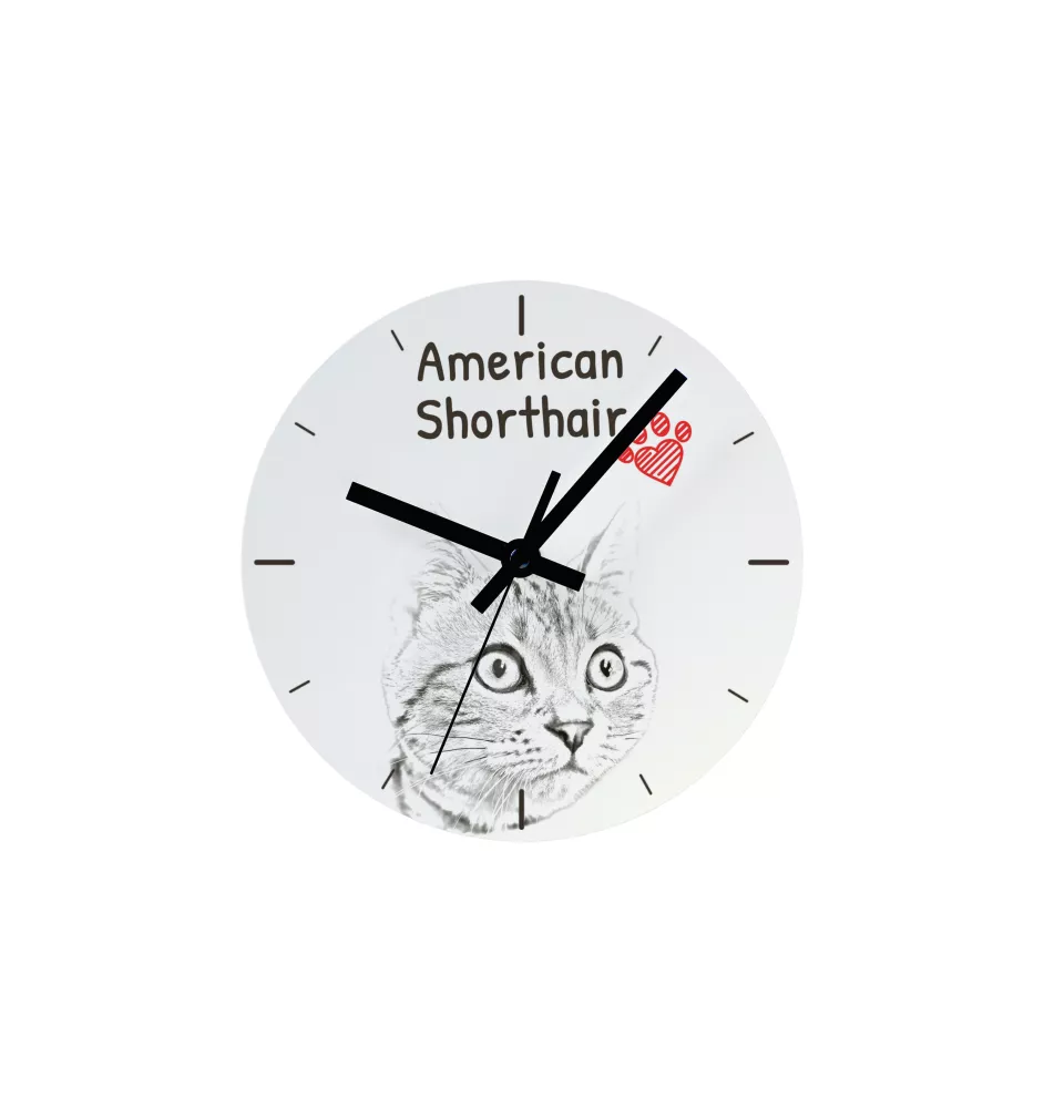 Amerikanisch Kurzhaar - Wanduhr mit Katze, Regal Uhr mit Druck, personalisierte Hausdekoration von Art-Dog.