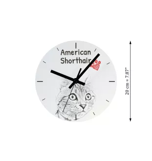 American Shorthair - wall clock with a cat, shelf clock with a print, personalized home decoration from the Art-Dog brand