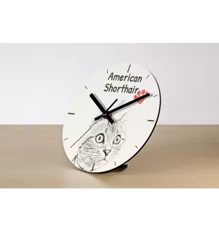 Amerikanisch Kurzhaar - Wanduhr mit Katze, Regal Uhr mit Druck, personalisierte Hausdekoration von Art-Dog.