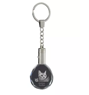 Amerikanisch Kurzhaar - Fob with cat photo, crystal key ring in gift box, unique gift by Art-Dog brand
