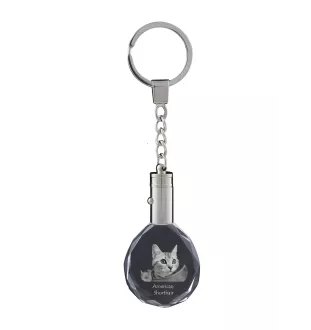 Amerikanisch Kurzhaar - Fob with cat photo, crystal key ring in gift box, unique gift by Art-Dog brand