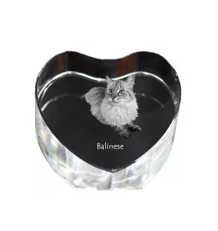 Balinese left - crystal clock with a picture of a cat, heart-shaped shelf clock, personalized standing clock by Art-Dog brand