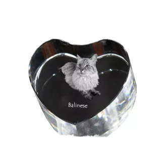 Balinese left - crystal clock with a picture of a cat, heart-shaped shelf clock, personalized standing clock by Art-Dog brand