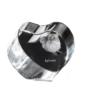 Balinese links - Kristalluhr mit Katzenbild, Herzregal-Uhr, personalisierte Standuhr von Art-Dog.