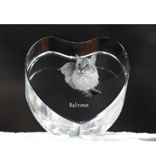 Balinese left - crystal clock with a picture of a cat, heart-shaped shelf clock, personalized standing clock by Art-Dog brand
