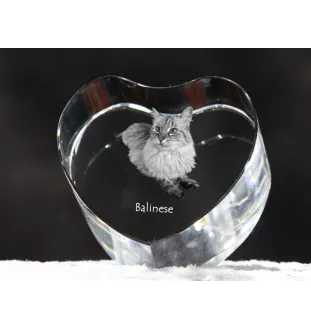 Balinese left - crystal clock with a picture of a cat, heart-shaped shelf clock, personalized standing clock by Art-Dog brand