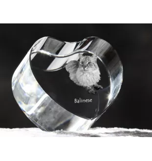 Balinese left - crystal clock with a picture of a cat, heart-shaped shelf clock, personalized standing clock by Art-Dog brand