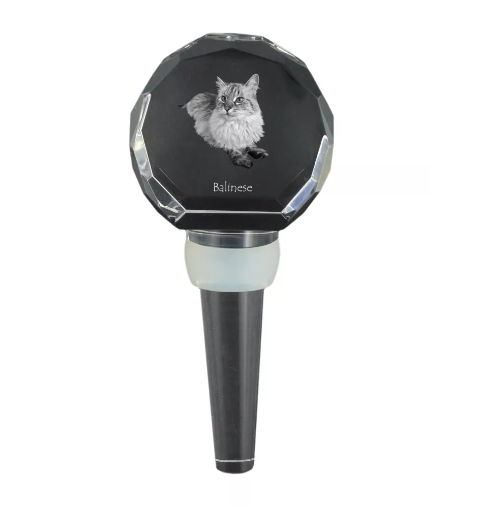 Balinais gauche - Bouchon de bouteille en cristal avec chat, bouchon de vin unique avec photo, cadeau personnalisé pour sommelier par la marque Art-Dog