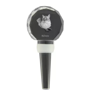 Balinese links - Kristallflaschenverschluss mit Katze, einzigartiger Weinverschluss mit Foto, personalisiertes Geschenk für Sommelier der Marke Art-Dog