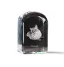 Balinese left - crystal cube with a photo, photo of a cat in crystal, cubic paperweight from Art-Dog brand