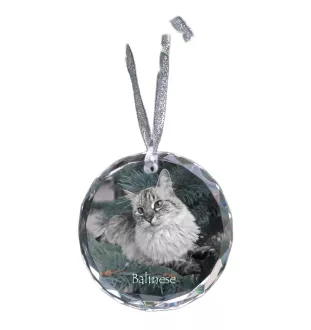 Balinese left - crystal bauble with a photo, photo of a cat in crystal, personalized Christmas tree ornament by Art-Dog brand