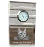 Américain à poil court - une horloge en verre avec une photo, une photo de chat dans un cristal, une horloge de bureau personnalisée de la marque Art-Dog
