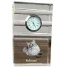 Balinese links - Glasuhr mit Foto, Katzenfoto im Kristall, personalisierte Standuhr für das Büro der Marke Art-Dog