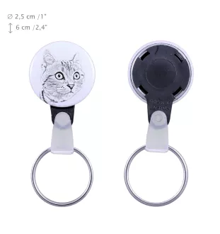 American Shorthair - handmade keychain with a cat portrait, purse charm, product of the Art-Dog brand.