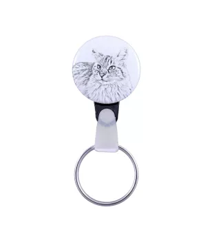 Balinese left - handmade keychain with a cat portrait, purse charm, product of the Art-Dog brand.