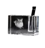 Balinese left - Pen stand, crystal organiser with cat photo, unique desk decoration by Art-Dog brand