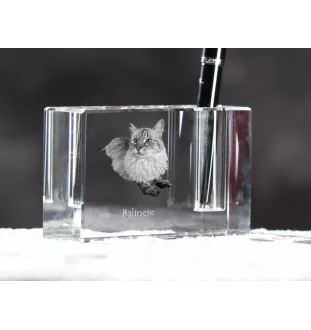 Balinais gauche - Porte-stylos, organiseur en cristal avec photo de chat, décoration de bureau unique par la marque Art-Dog