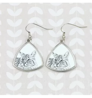 Balinais gauche - boucles d'oreilles avec un chat, boucles d'oreilles pendantes avec une image, bijoux personnalisés avec l'impression de la marque Art-Dog