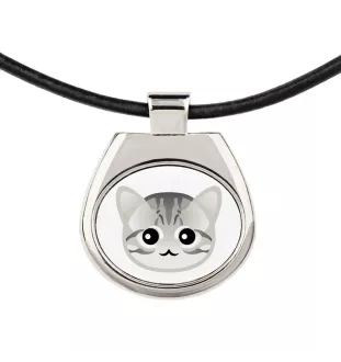 American Shorthair - pendant necklace with graphic on a chain strap by Art-Dog brand