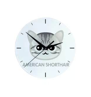 American Shorthair - MDF clock with graphics and the Art-Dog brand name