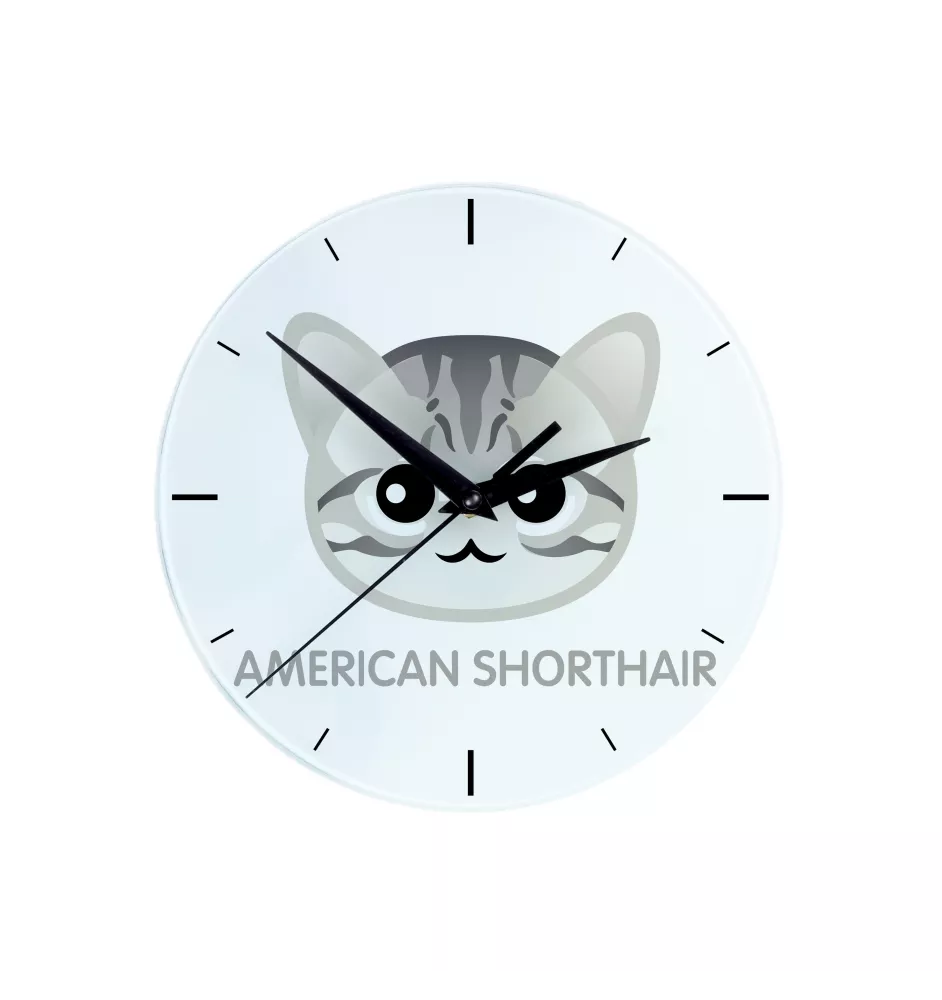 American Shorthair - MDF clock with graphics and the Art-Dog brand name
