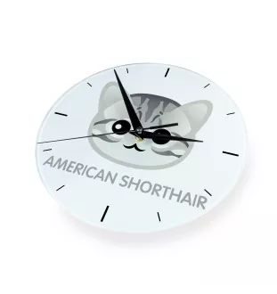 American Shorthair - MDF clock with graphics and the Art-Dog brand name