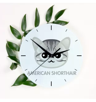 Américain à poil court - horloge MDF avec graphisme et logo de la marque Art-Dog