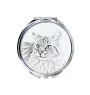 Balinese left - pocket mirror with a cat, personalized mirror for a purse, compact mirror with Art-Dog brand print