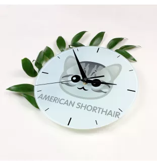 American Shorthair - MDF clock with graphics and the Art-Dog brand name