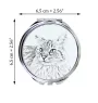 Balinese left - pocket mirror with a cat, personalized mirror for a purse, compact mirror with Art-Dog brand print