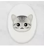 American Shorthair - ceramic tombstone plaque with graphics and inscription by Art-Dog brand