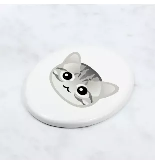 American Shorthair - ceramic tombstone plaque with graphics and inscription by Art-Dog brand